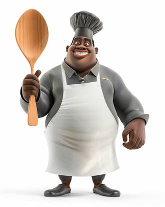 Cartoon de homem negro chef de cozinha 3d 55