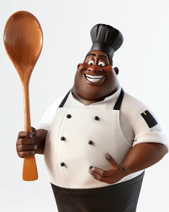 Cartoon de homem negro chef de cozinha 3d 56