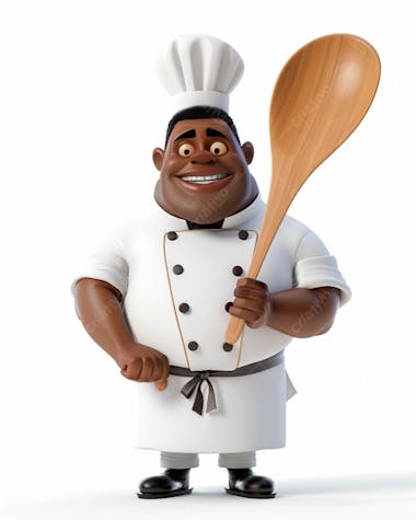 Cartoon de homem negro chef de cozinha 3d 57