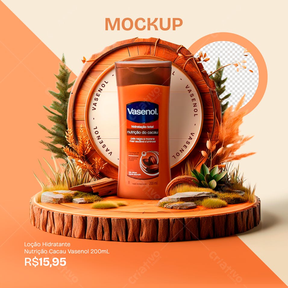 Mockup Realista de Loção Hidratante em Cenário Natural