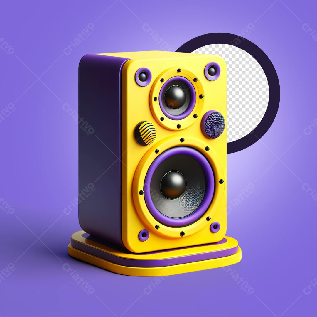 Icone Música Retro Amarelo e Roxo PNG com fundo transparente