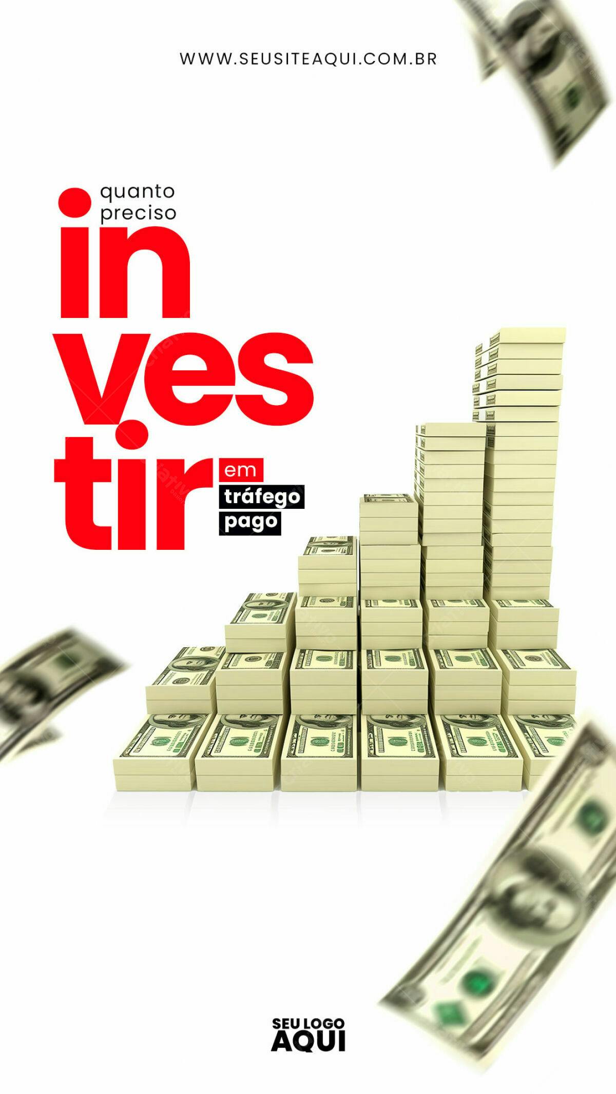 Flyer Investimento em Tráfego Pago PSD Editável