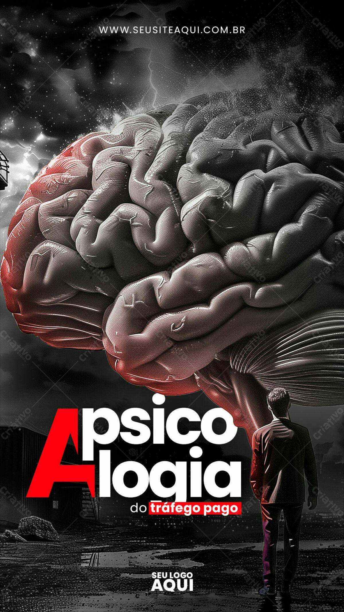 Flyer Psicologia do Tráfego Pago PSD Editável