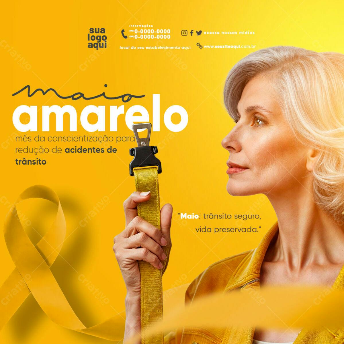 Flyer Maio Amarelo PSD Editável