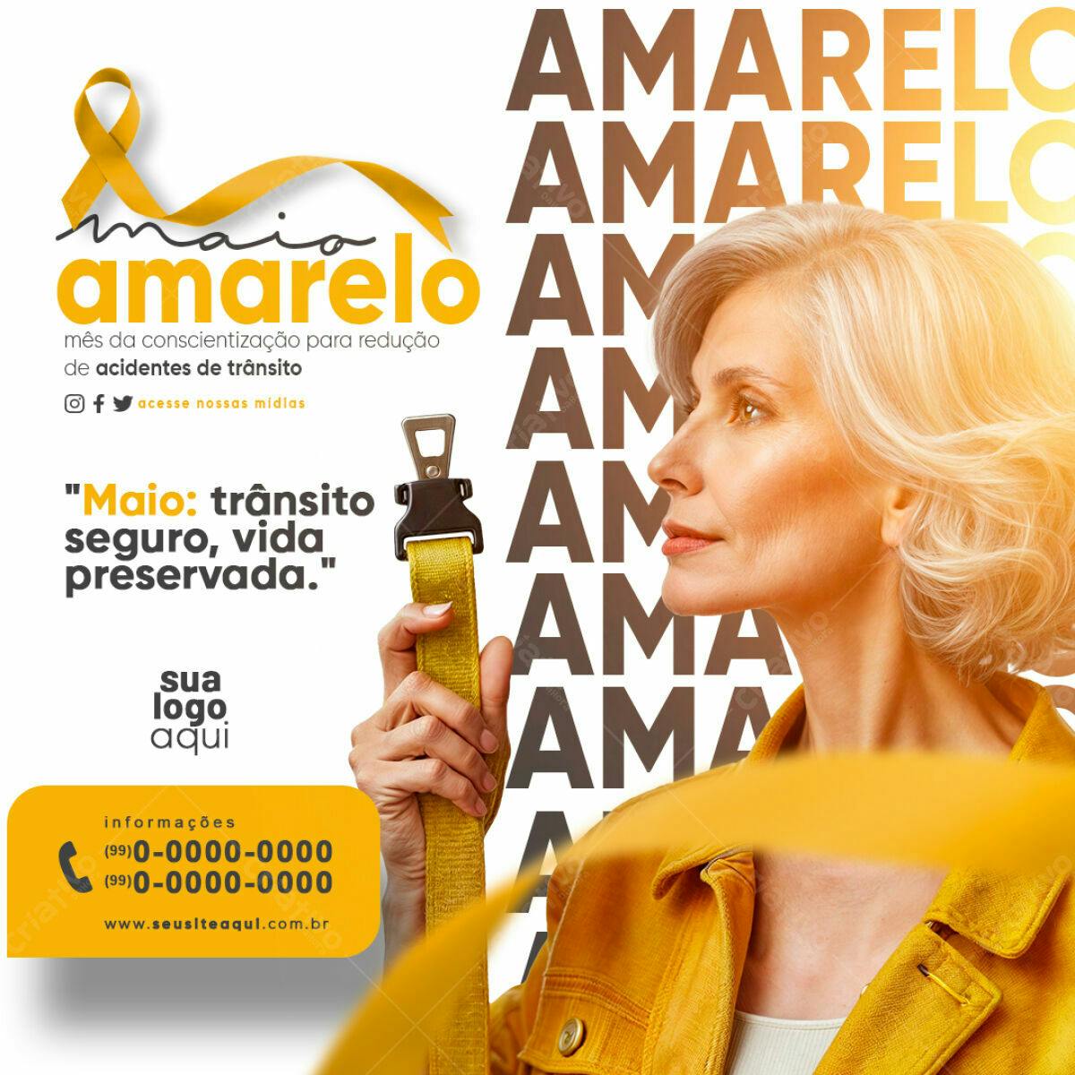 Flyer Maio Amarelo PSD Editável