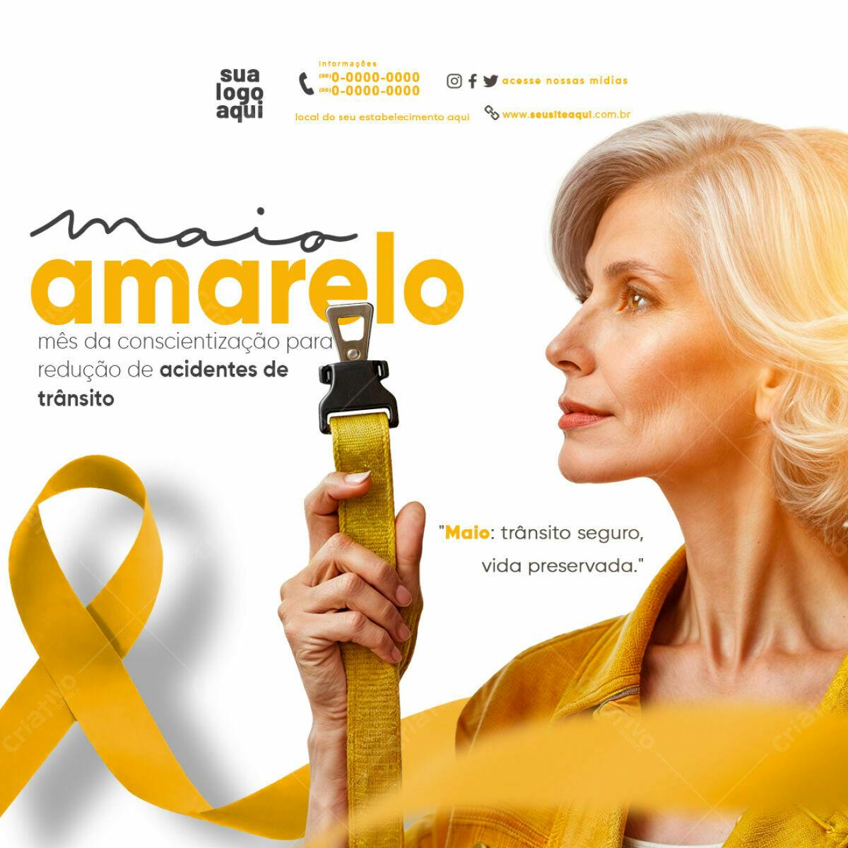 Flyer Maio Amarelo PSD Editável