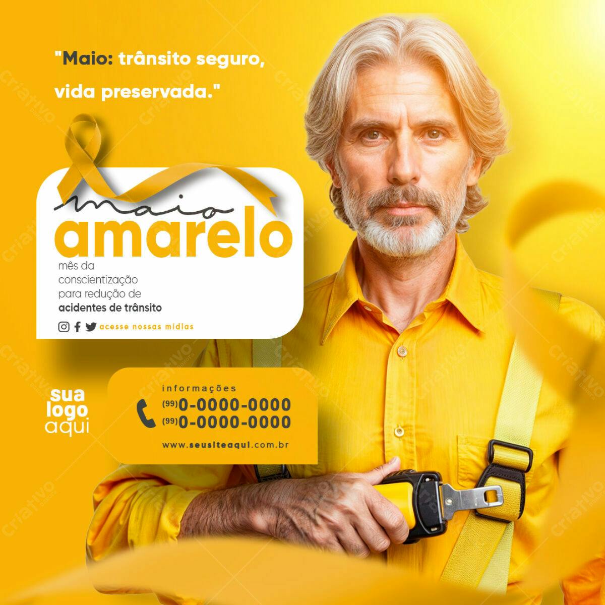 Flyer Maio Amarelo PSD Editável