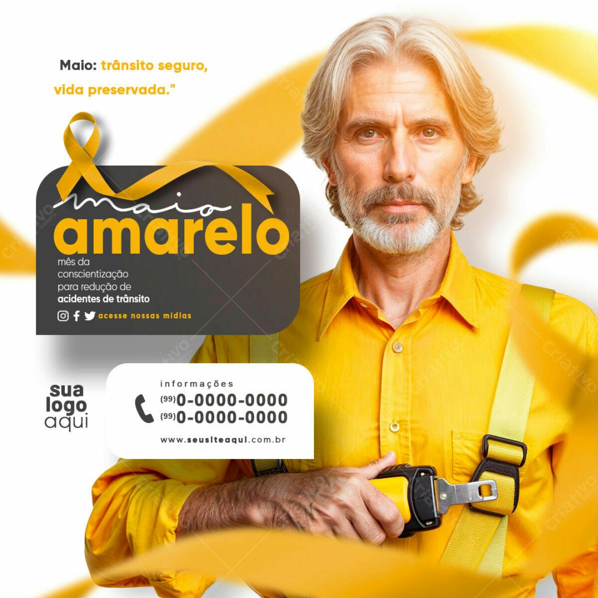 Flyer Maio Amarelo PSD Editável