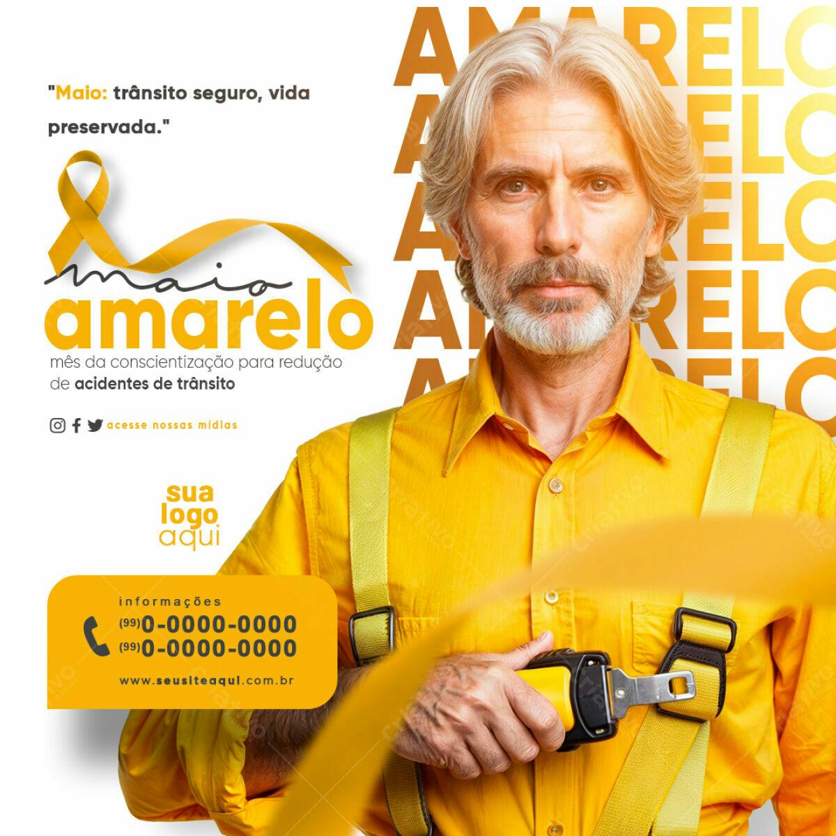 Flyer Maio Amarelo PSD Editável