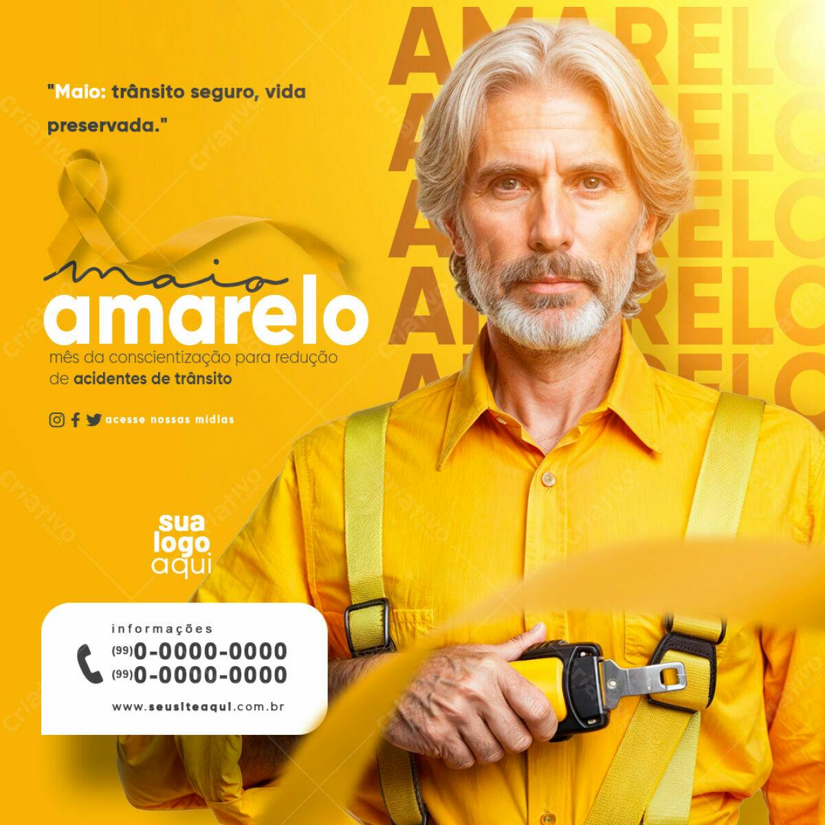 Flyer Maio Amarelo PSD Editável