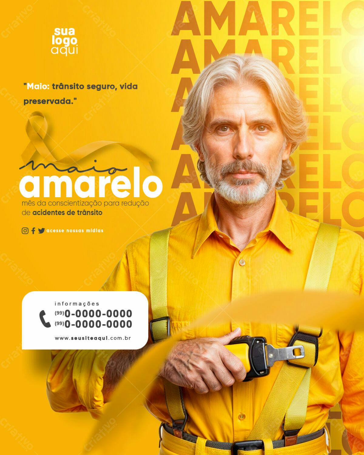Flyer Maio Amarelo PSD Editável