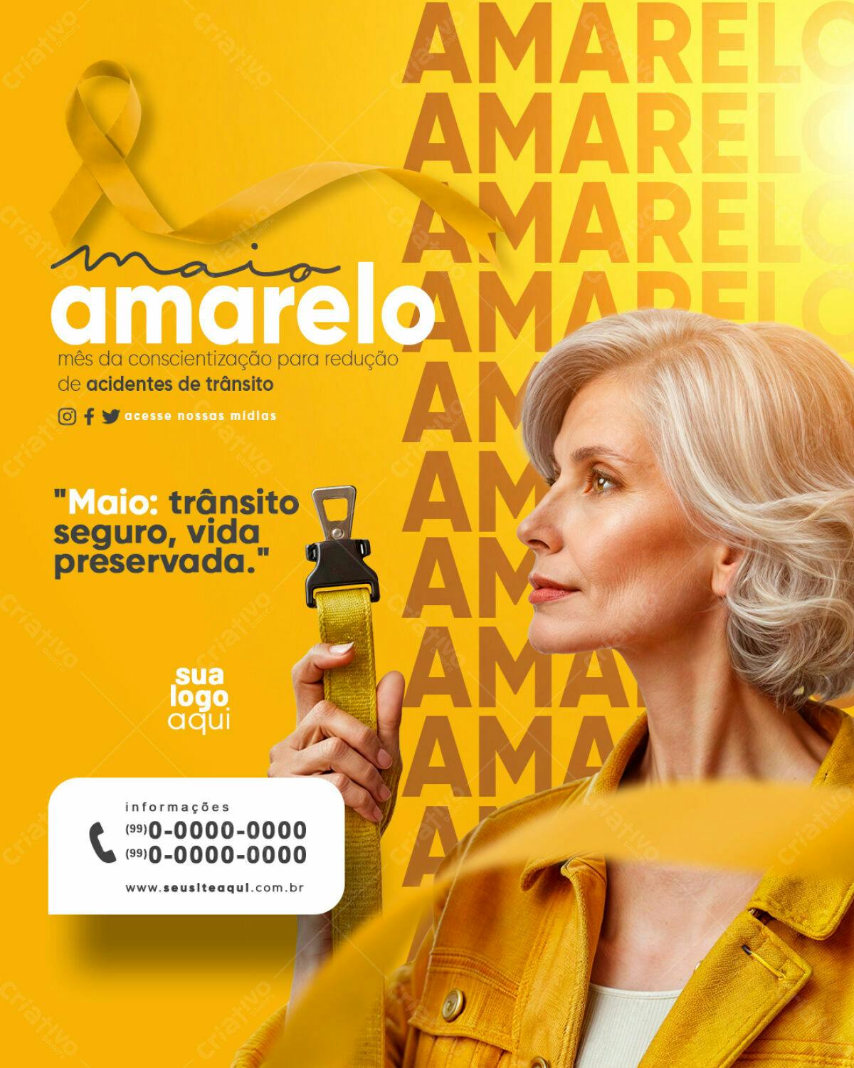 Flyer Maio Amarelo PSD Editável