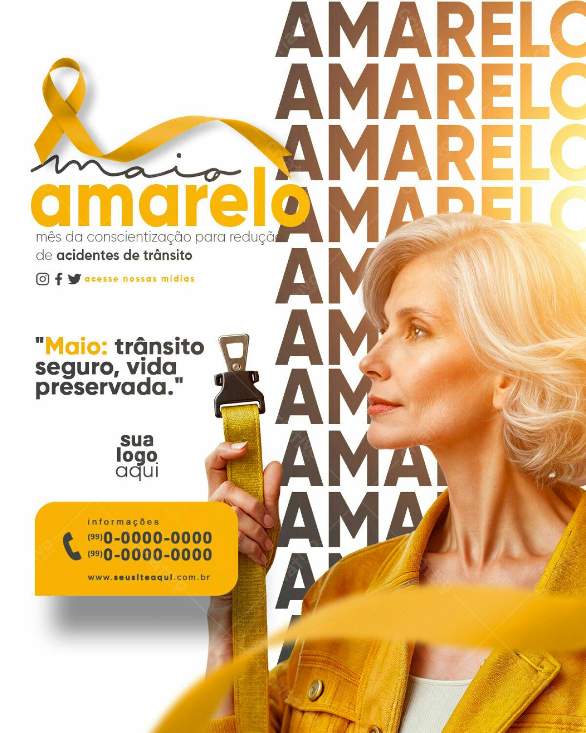 Flyer Maio Amarelo PSD Editável
