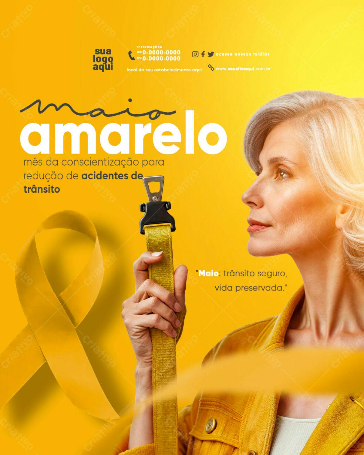 Flyer Maio Amarelo Conscientização Trânsito PSD Editável