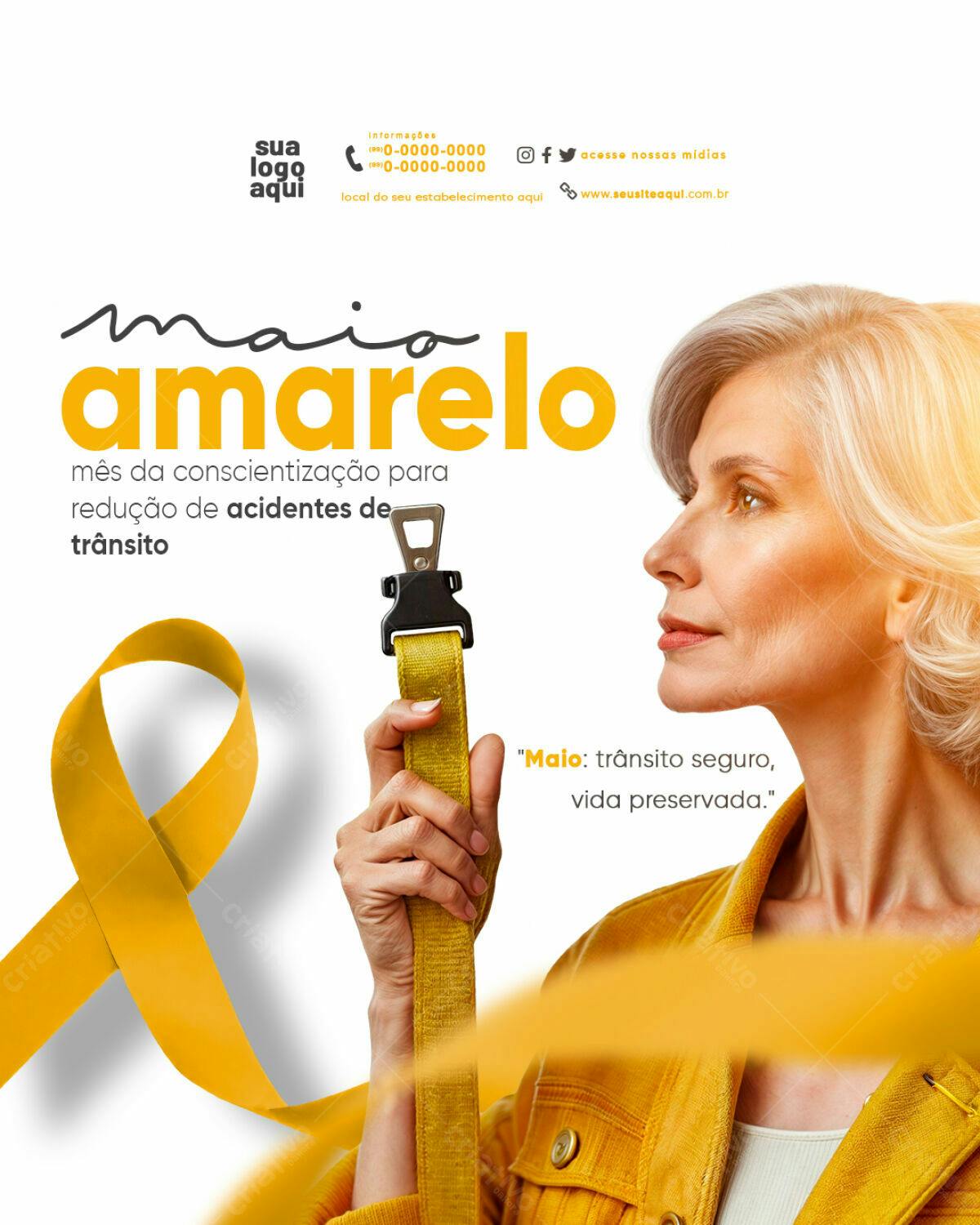 Flyer Maio Amarelo PSD Editável