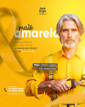 Maio amarelo prevenção aos acidentes de trânsito