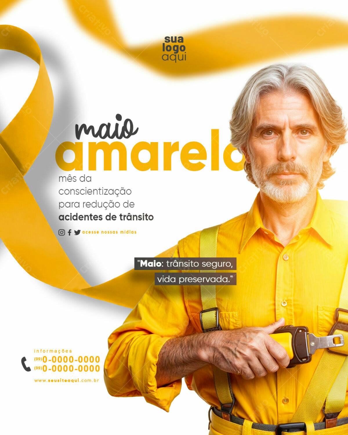 Flyer Maio Amarelo PSD Editável