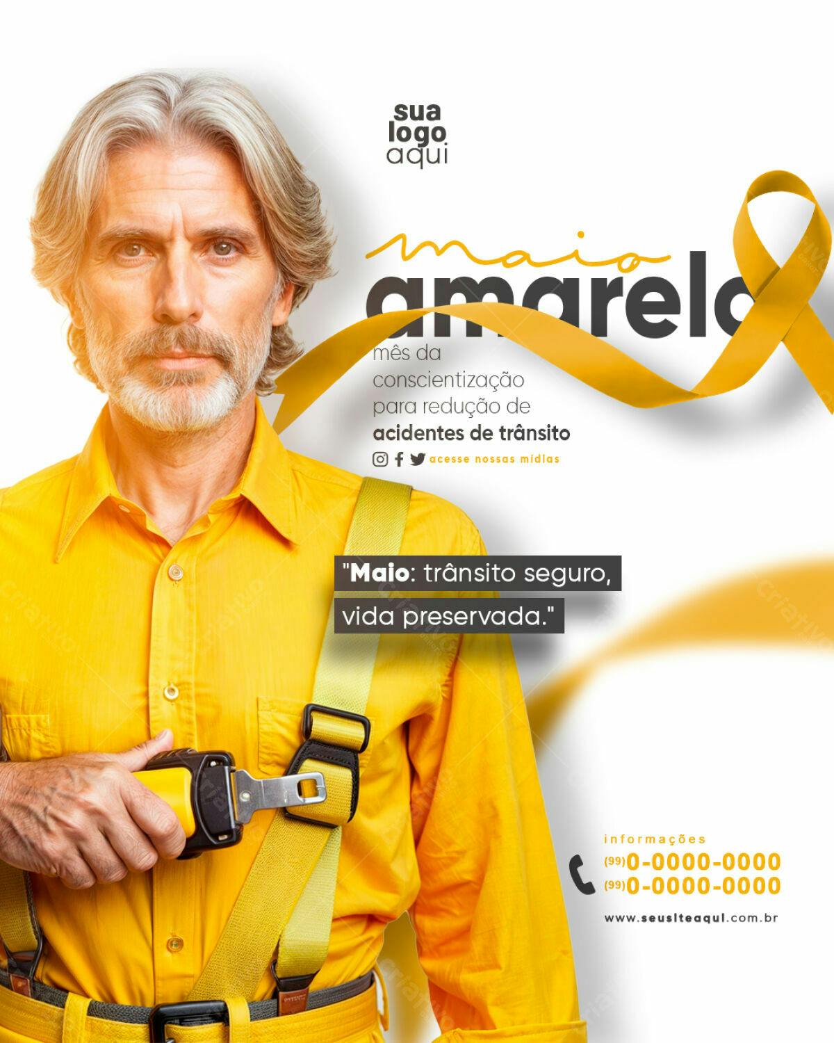 Flyer Maio Amarelo PSD Editável
