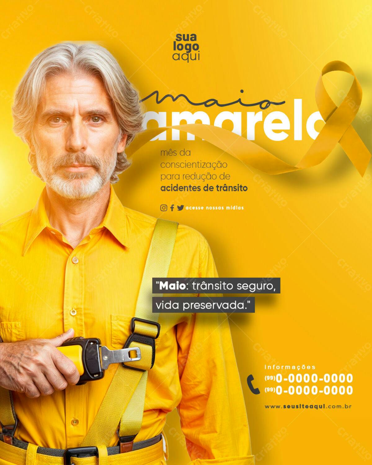 Flyer Maio Amarelo PSD Editável