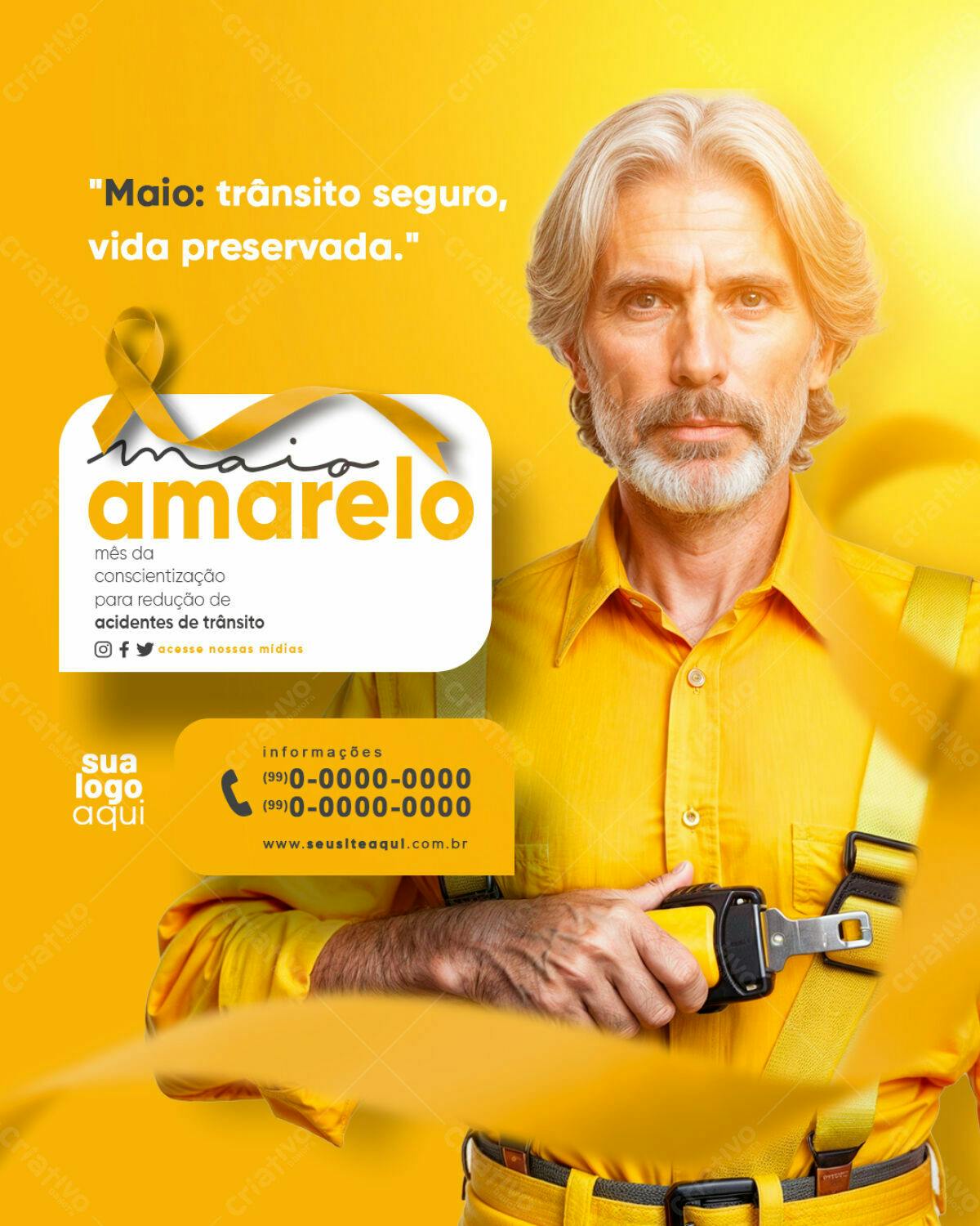 Flyer Maio Amarelo PSD Editável