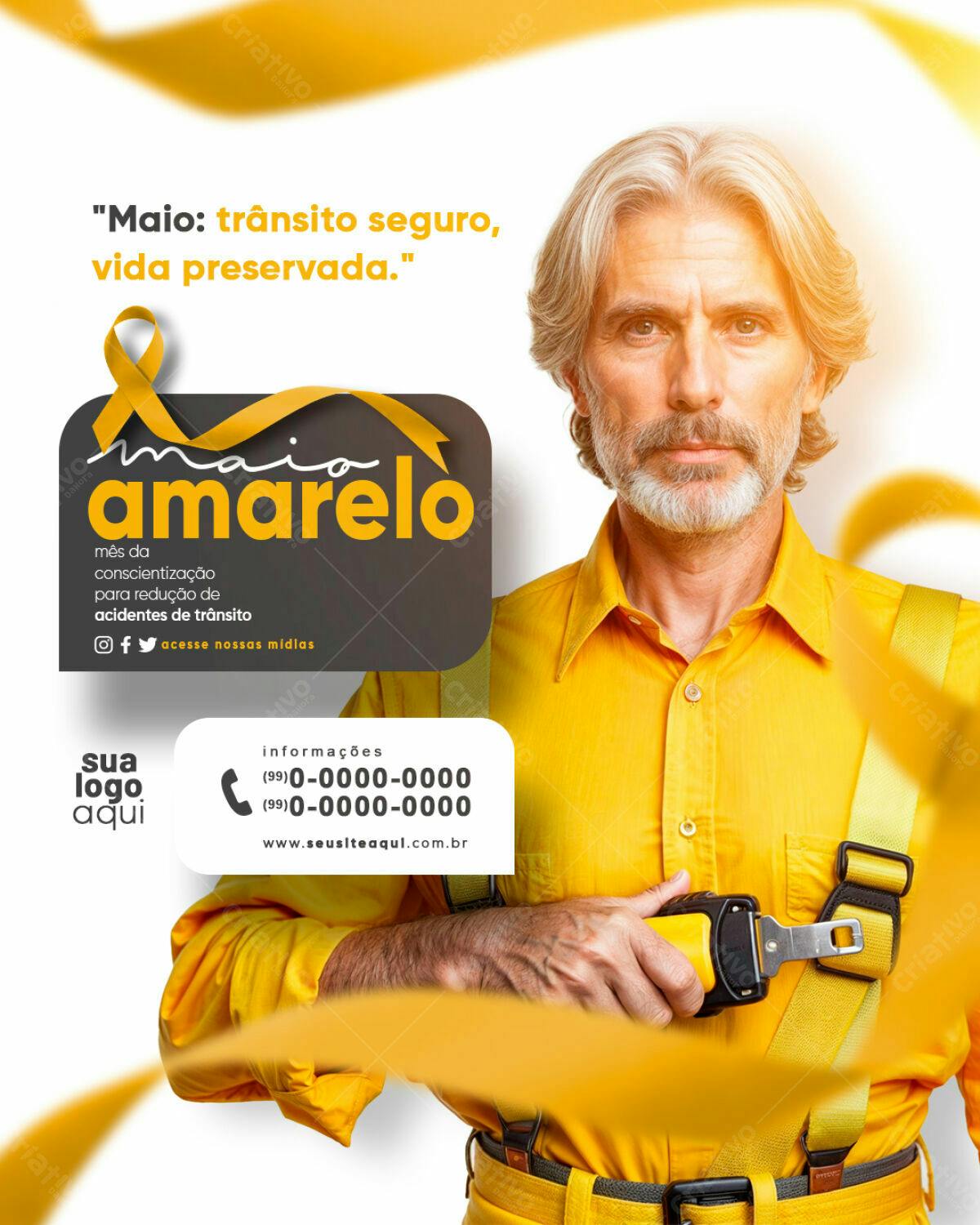 Flyer Maio Amarelo PSD Editável