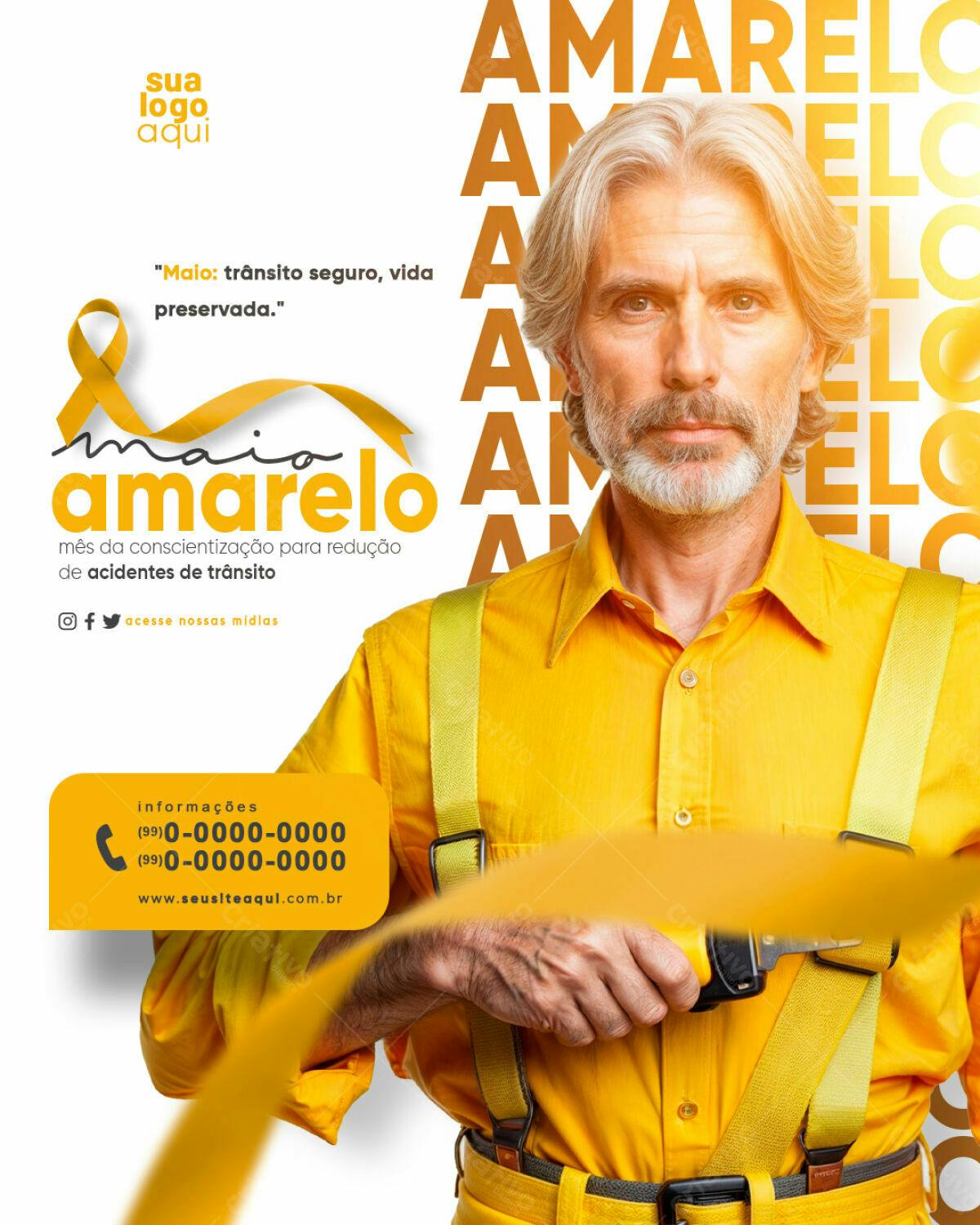Flyer Maio Amarelo PSD Editável