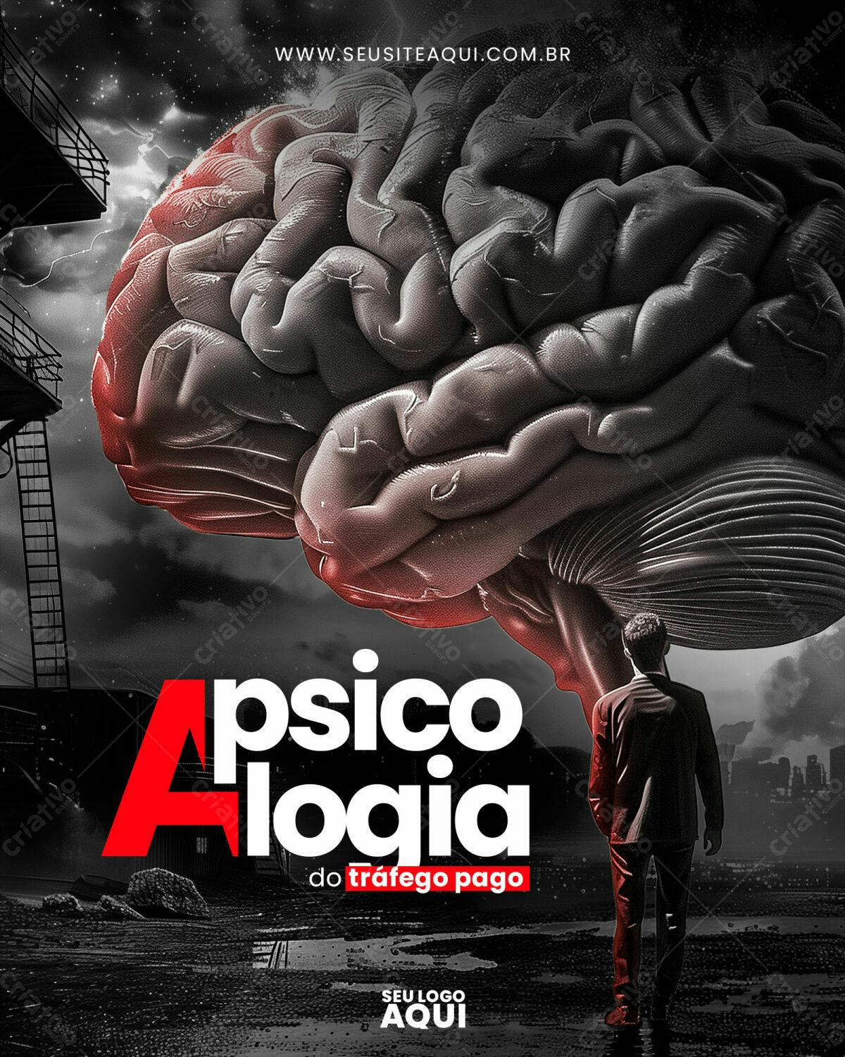 Flyer Psicologia do Tráfego Pago PSD Editável