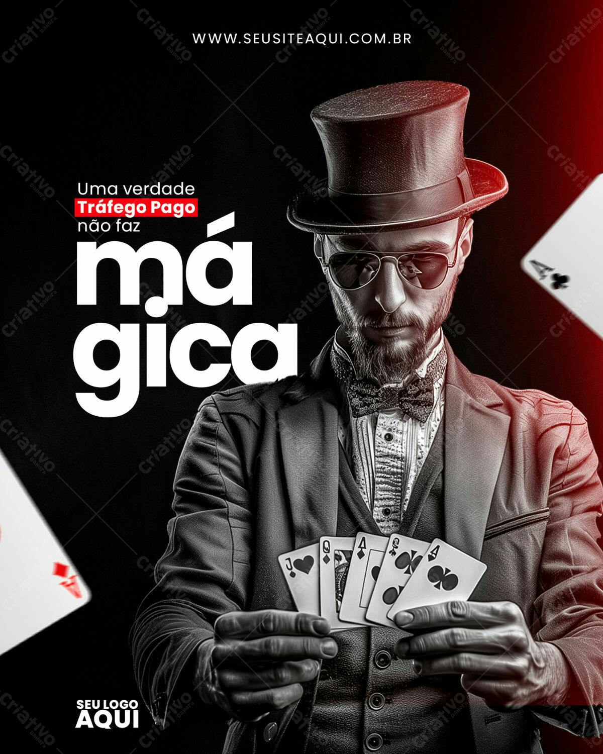 Flyer Magia Negra e Tráfego Pago PSD Editável