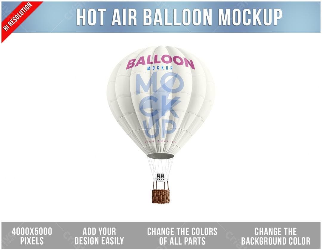 Mockup Balão de Ar Quente PSD Editável