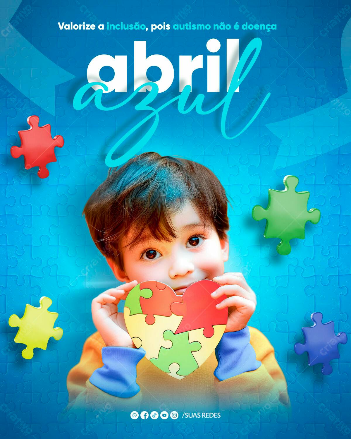 Flyer Abril Azul PSD Editável