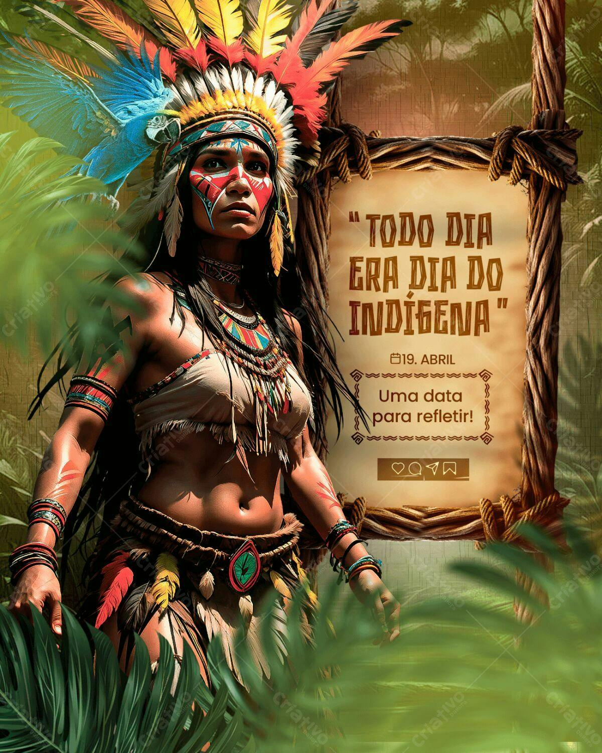 Flyer Dia do Índio PSD Editável