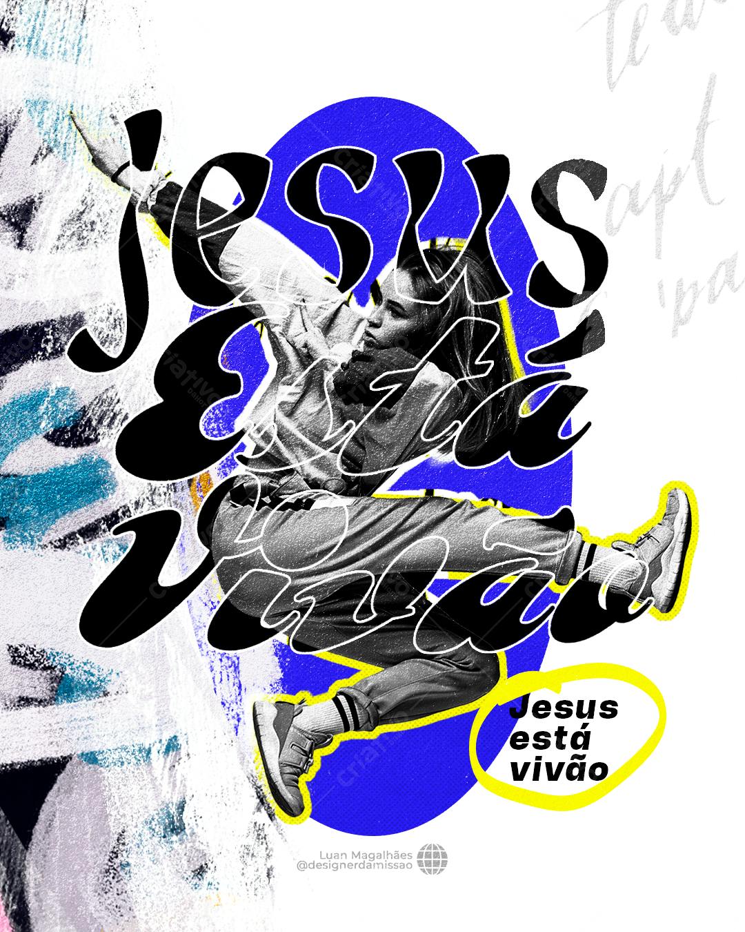 Arte Gospel Jesus Está Vivo PSD Editável