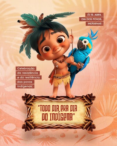 DIA DOS POVOS INDÍGENAS - DIA DO ÍNDIO - SOCIAL MEDIA  