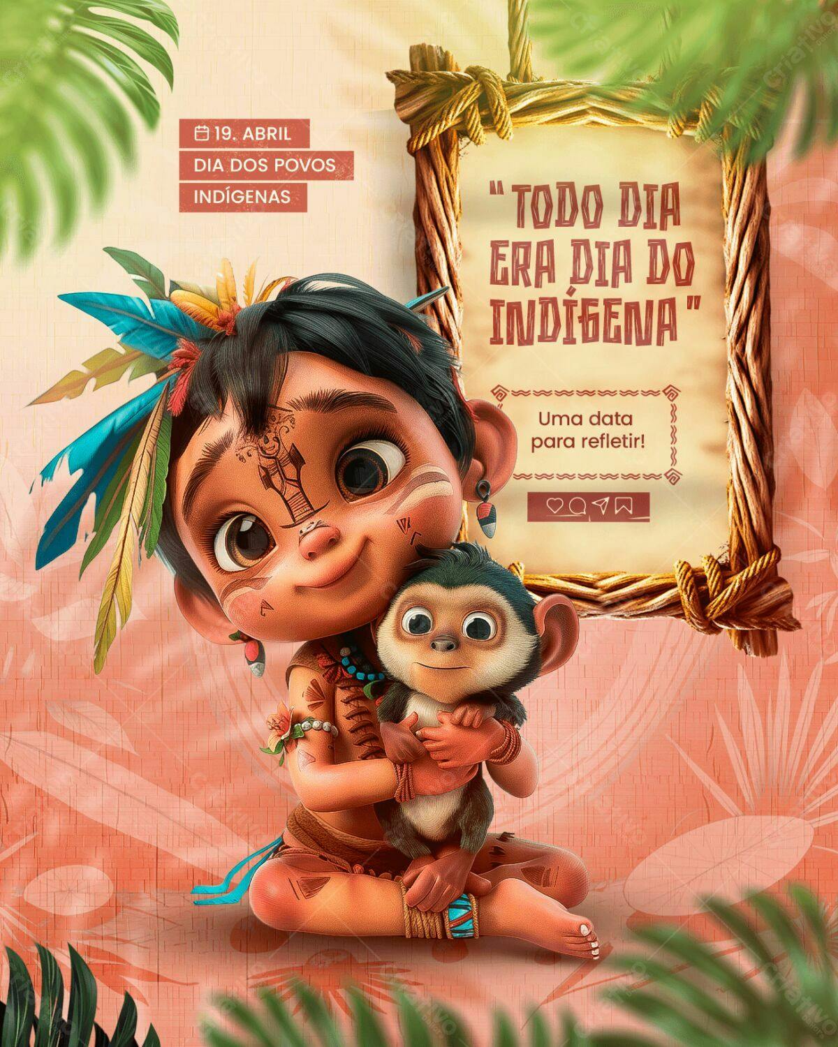 Flyer Dia dos Povos Indígenas PSD Editável