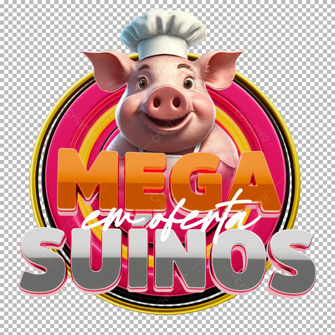Icone Porco Chef Mega Oferta Suinos PNG com fundo transparente