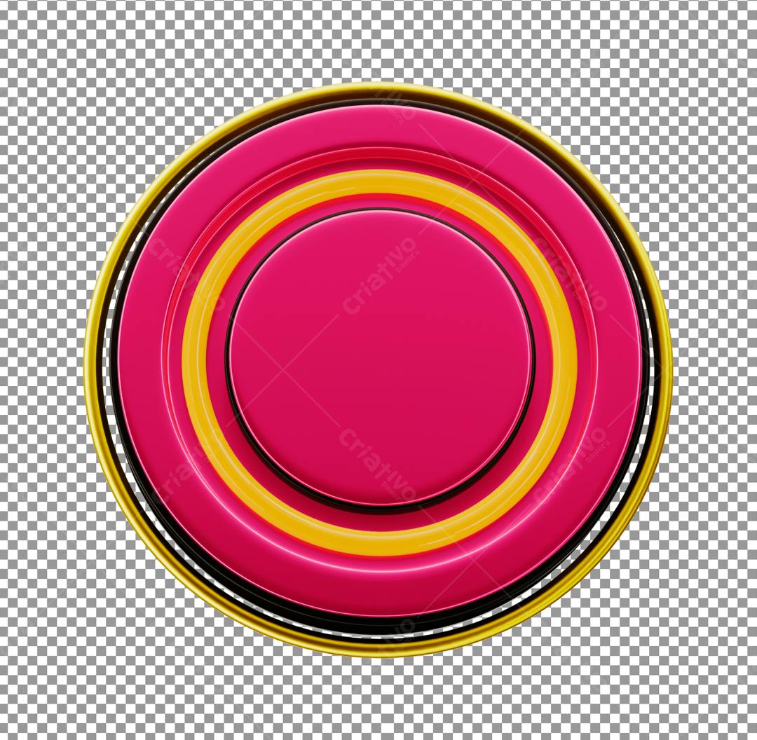 Selo abstrato rosa e dourado PNG com fundo transparente