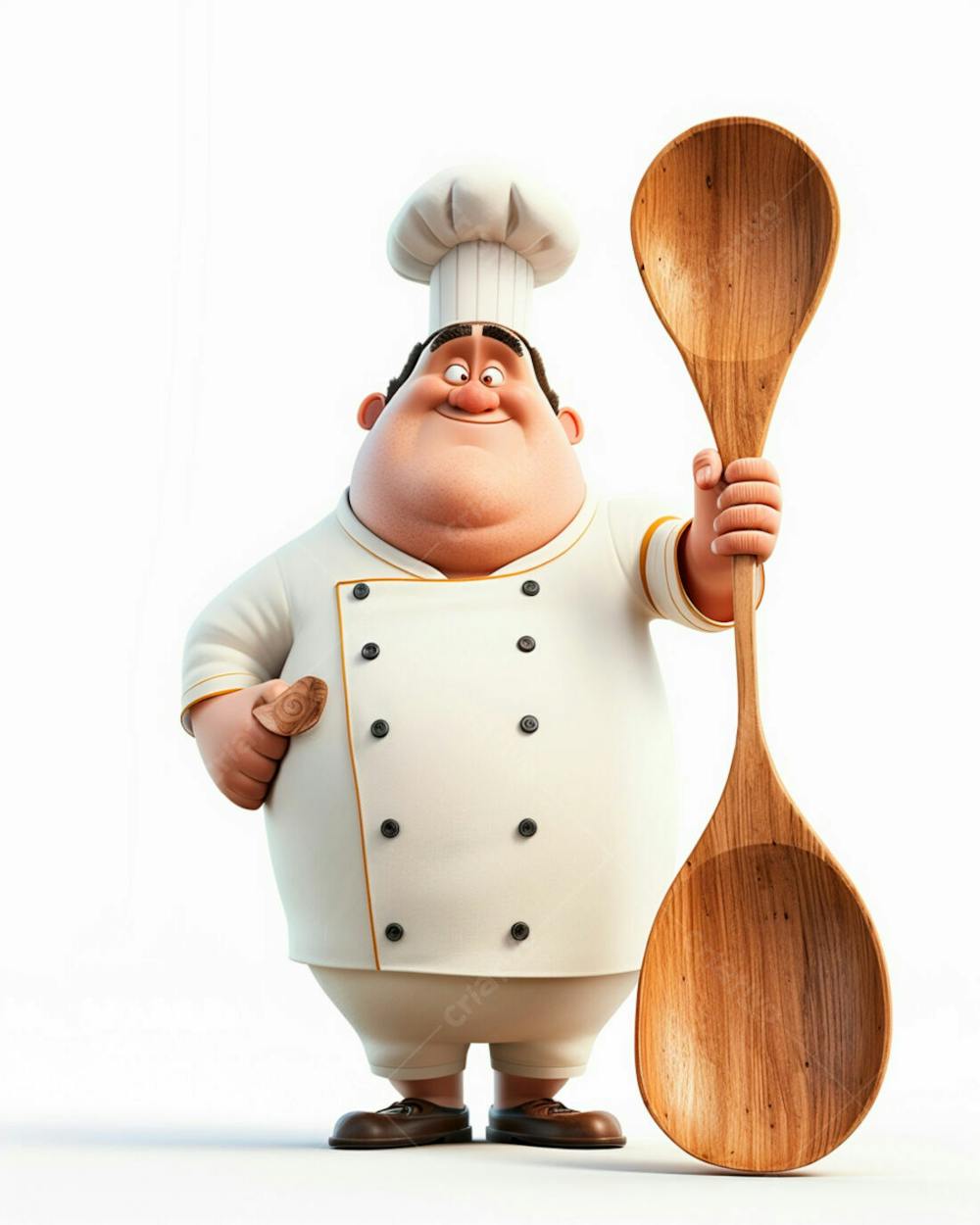 Personagem De Chef, Segurando Uma Colher De Pau 3D 20
