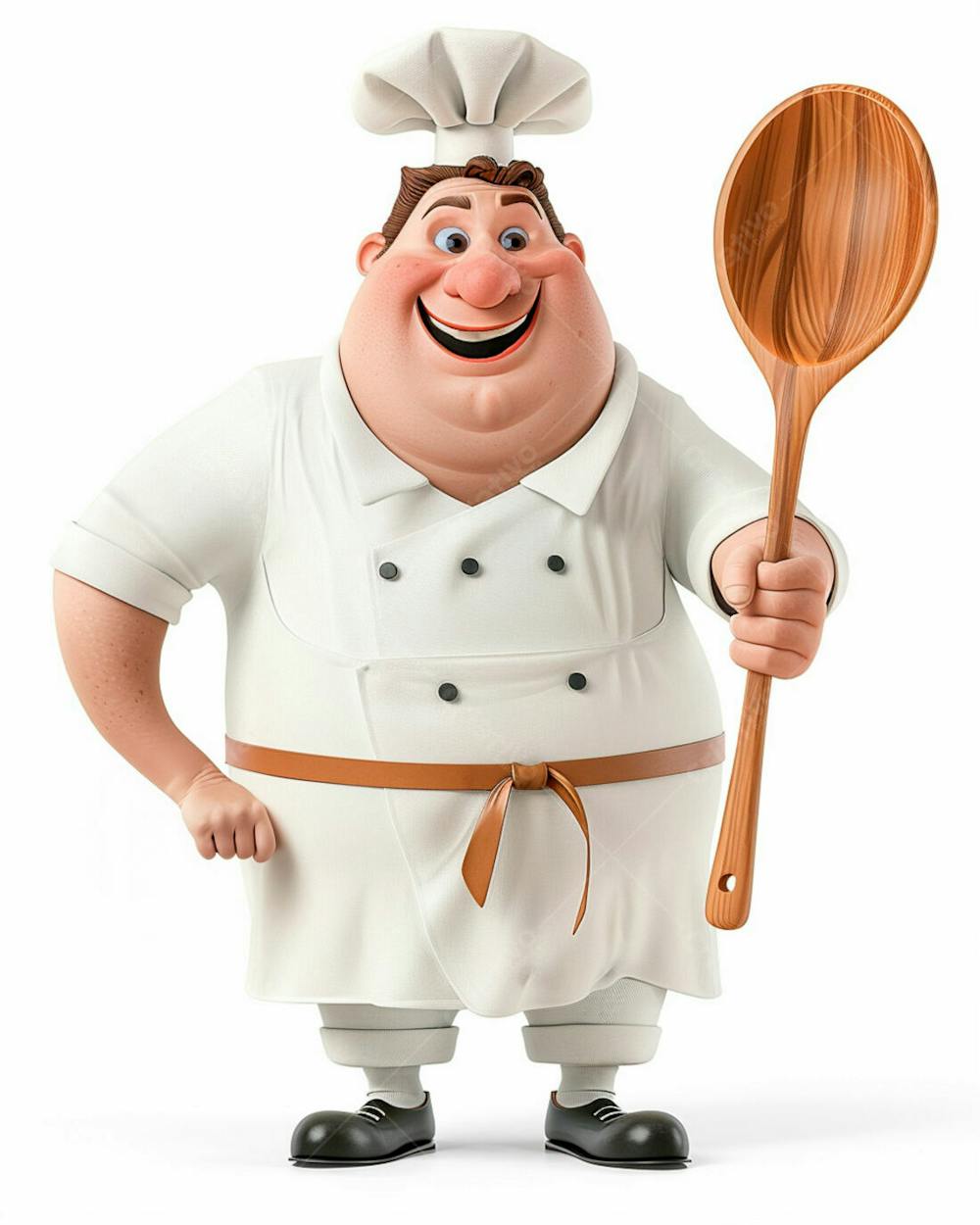 Personagem De Chef, Segurando Uma Colher De Pau 3D 21