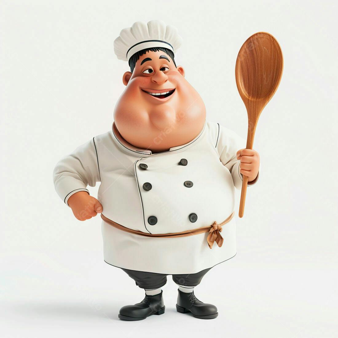 Chef alegre com colher de pau