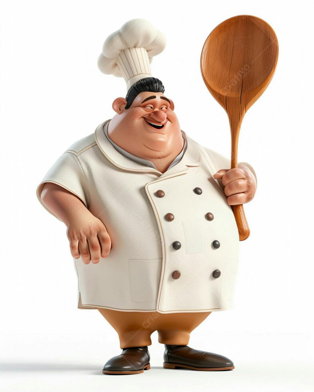 Chef alegre com colher de pau