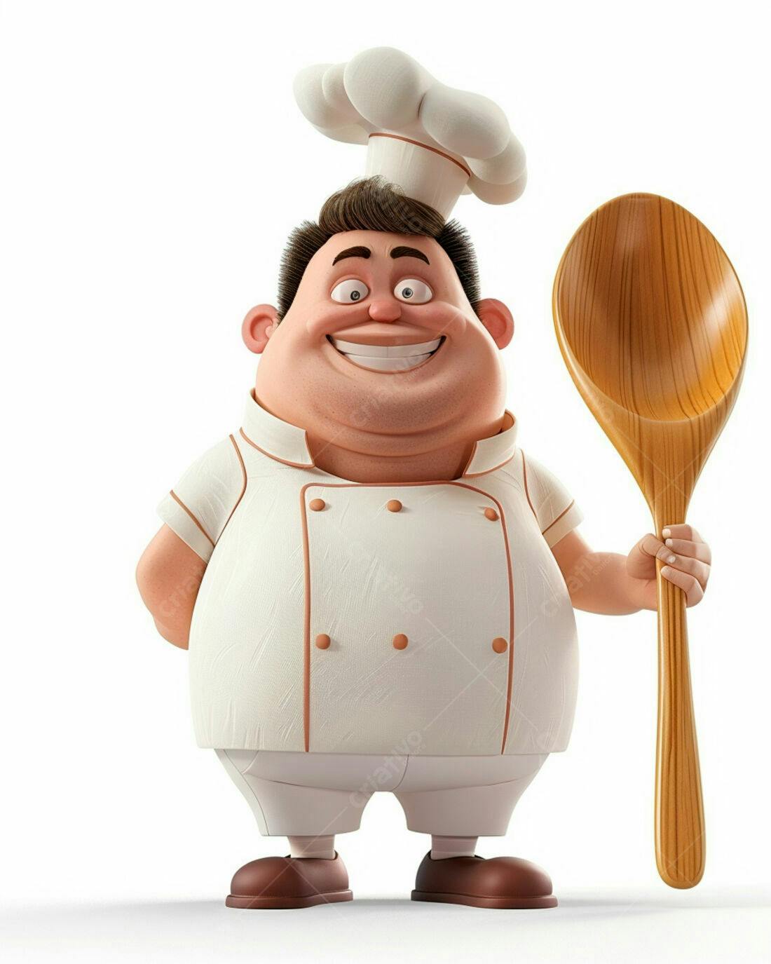 Chef de cozinha alegre com colher de pau