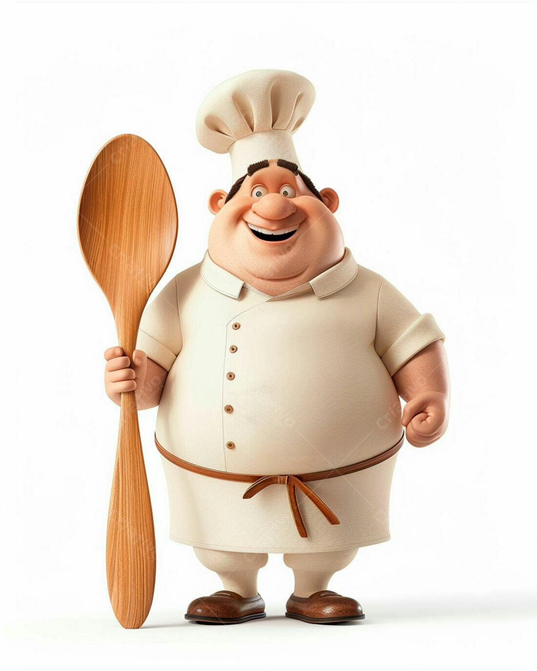 Chef animado com colher de pau