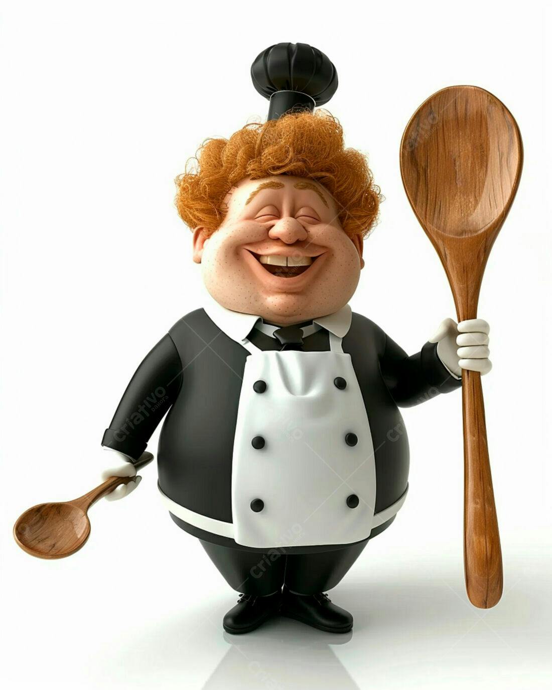 Chef risonho com colheres de pau