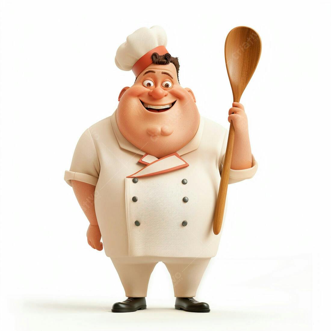 Chef alegre com colher de pau