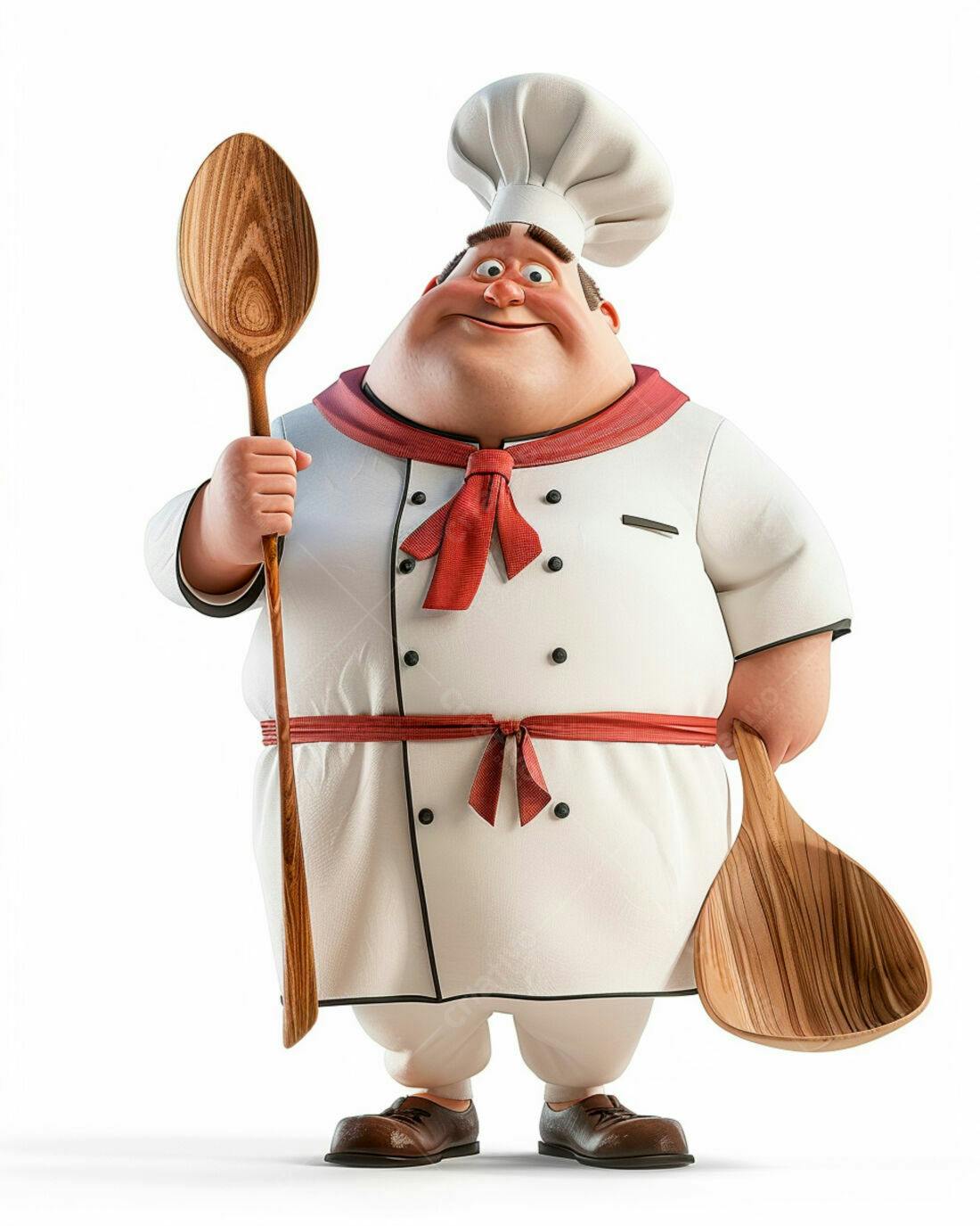 Chef de cozinha alegre com colheres de pau