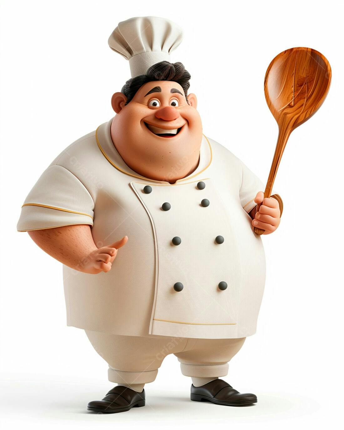 Chef alegre com colher de pau