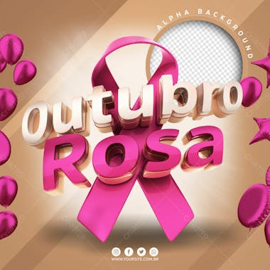 Selo 3d para composicao outubro rosa 3