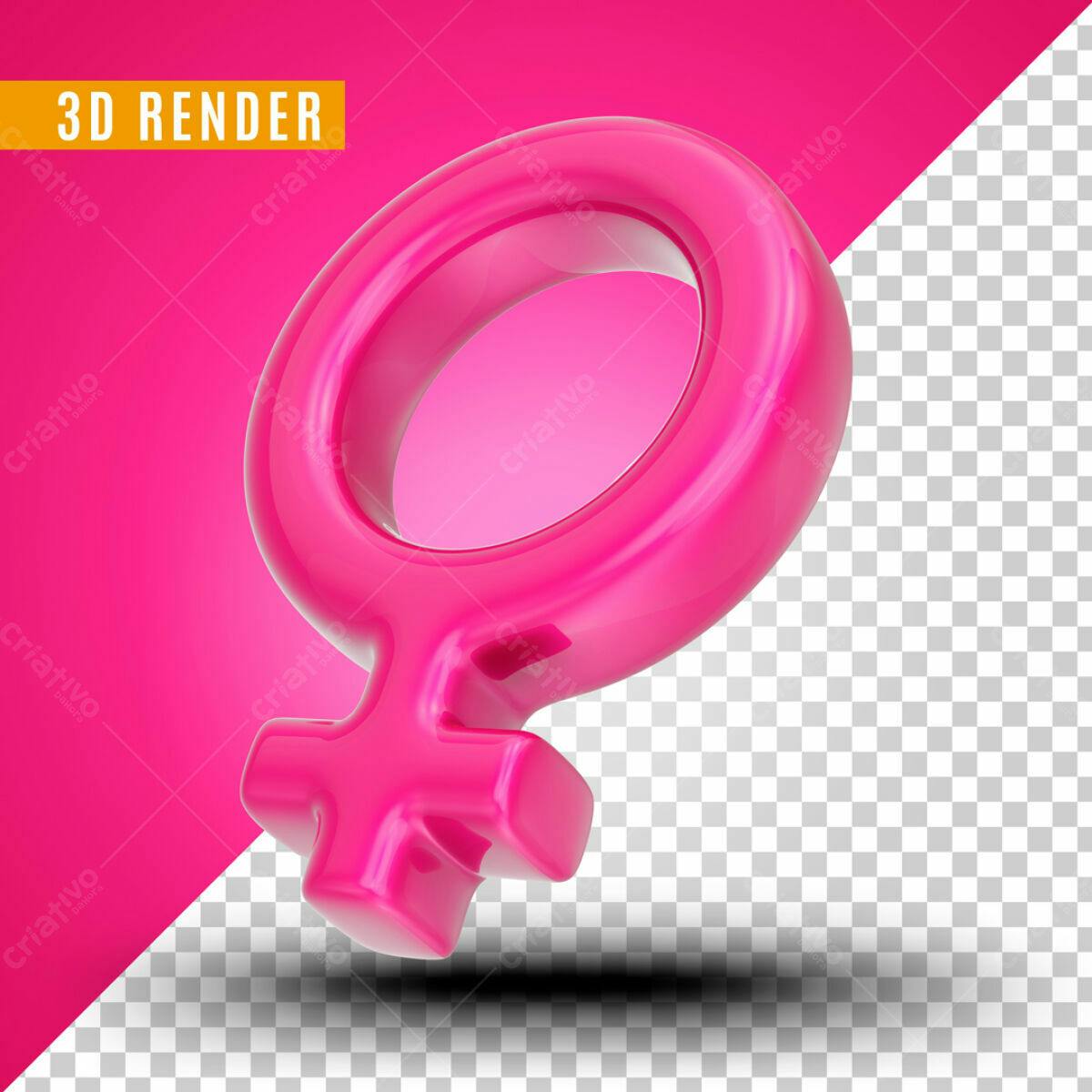 Selo 3D feminino rosa brilhante