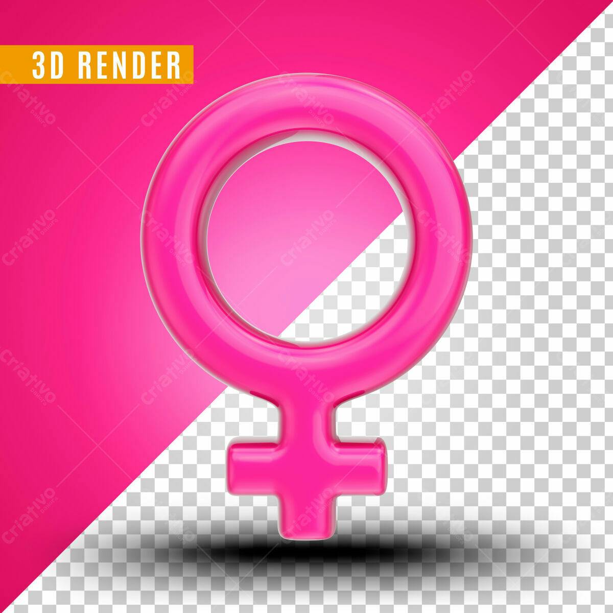 Selo 3D feminino rosa brilhante