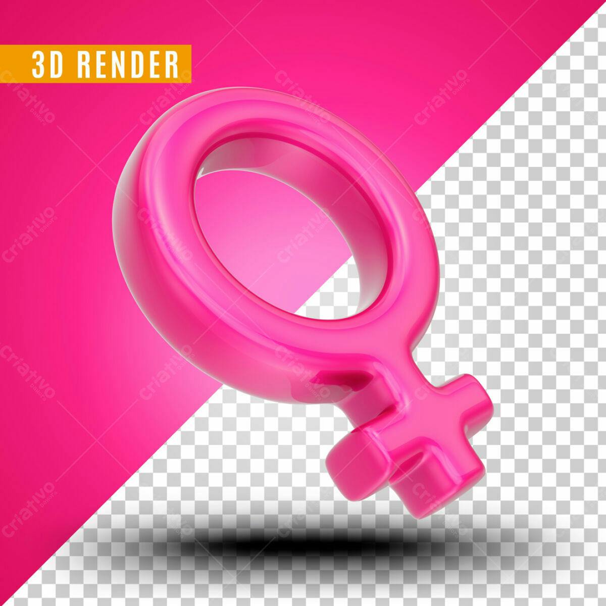 Selo 3D feminino rosa brilhante